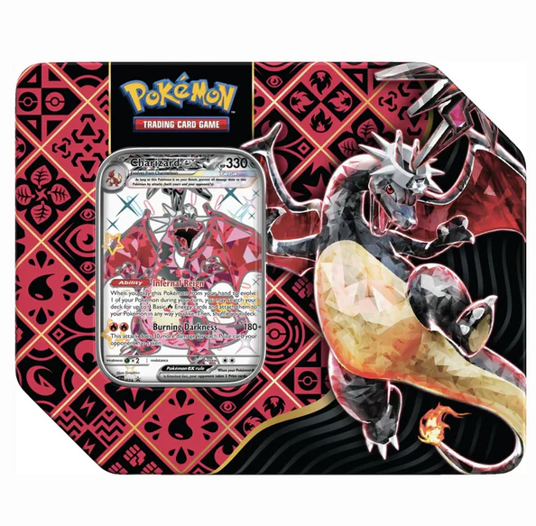 Pokemon Paldean Fates: Tera Glurak ex / Eisenrad  Treads ex / Riesenzahn ex Tin (US-Version) (EN)